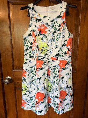 Gap White Sara Watercolor Bold Floral Cotton Sundress - Size 14